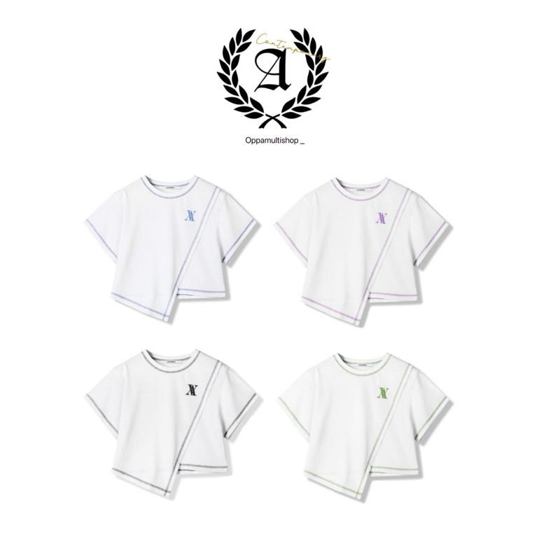 🇰🇷✨ Avandress Line Diagonal T-shirt AV - 4COLOR✨🇰🇷