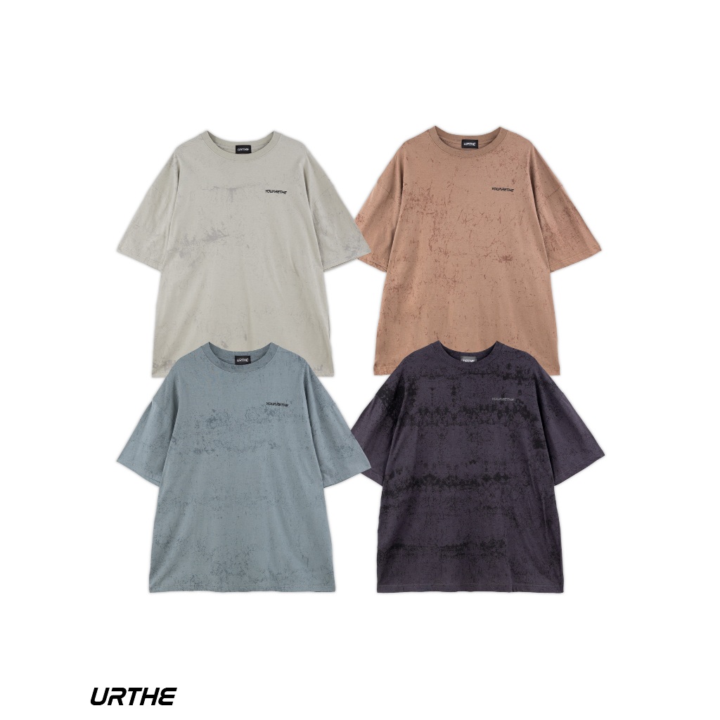 URTHE - เสื้อยืด เเขนสั้น ผ้าฟอก รุ่น MABLECOLR