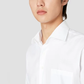SUIT SELECT Wide Spread Dobby Shirt (White) เสื้อเชิ้ตผู้ชายสีขาว ทรงสลิม เสื้อเชิ้ตทำงาน