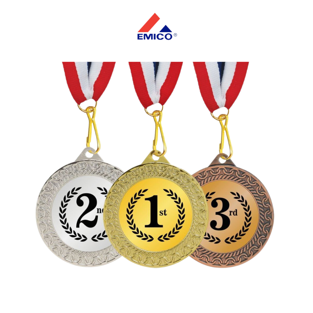 [ทำโลโก้ฟรี] ใหม่ เหรียญรางวัล เหรียญกีฬา ชนะเลิศ วัสดุโลหะ สีทอง เงิน ทองแดง พร้อมสายธงชาติ+โลโก้ พร้อมส่ง ไม่มีขั้นต่ำ