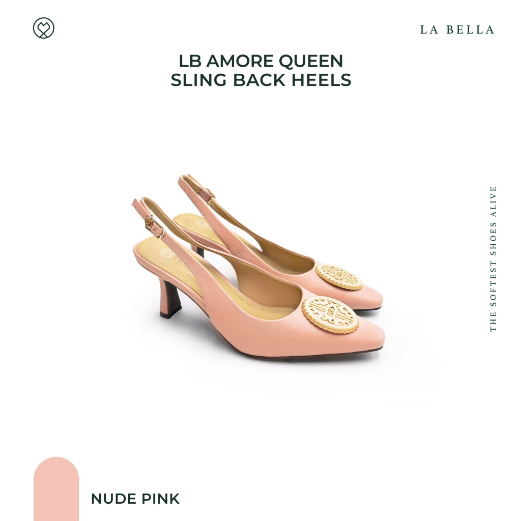 LA BELLA รุ่น LB AMORE QUEEN SLING BACK HEELS - NUDE PINK