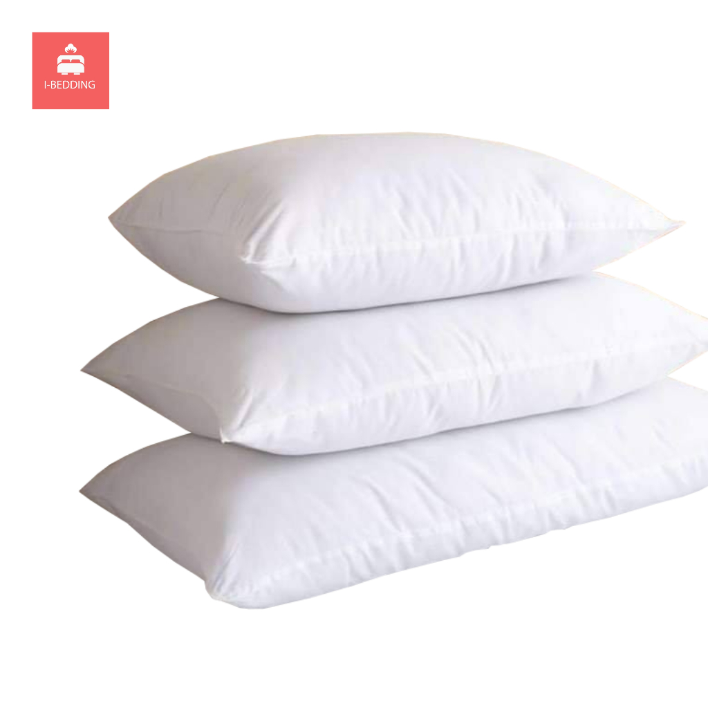 หมอนขนห่านเทียม กันไรฝุ่น ขนาดมาตรฐาน 19x29 นิ้ว รุ่น 1300 กรัม สีขาว แพ็คคู่ 2 ใบ (เกรดโรงแรม)