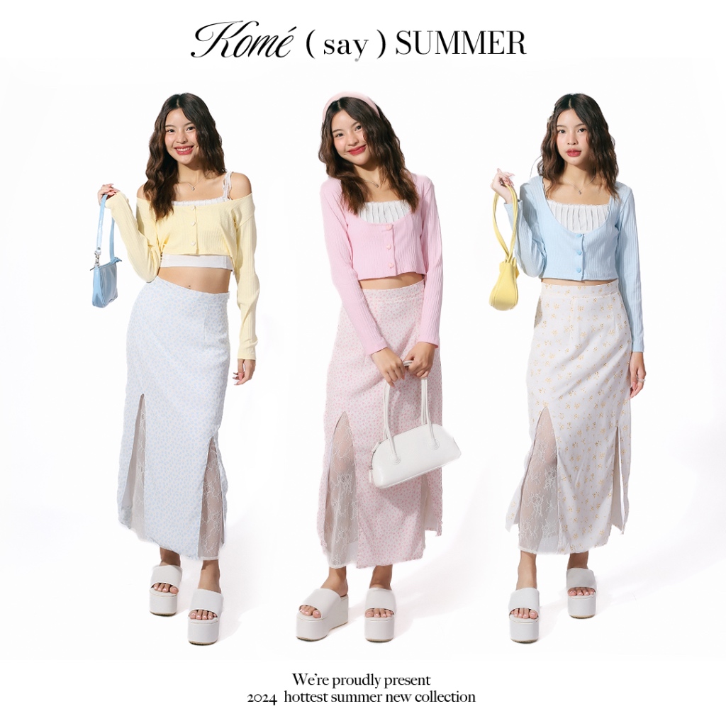 kome.offi กระโปรงลายดอกลูกไม้ รุ่น Flora skirt
