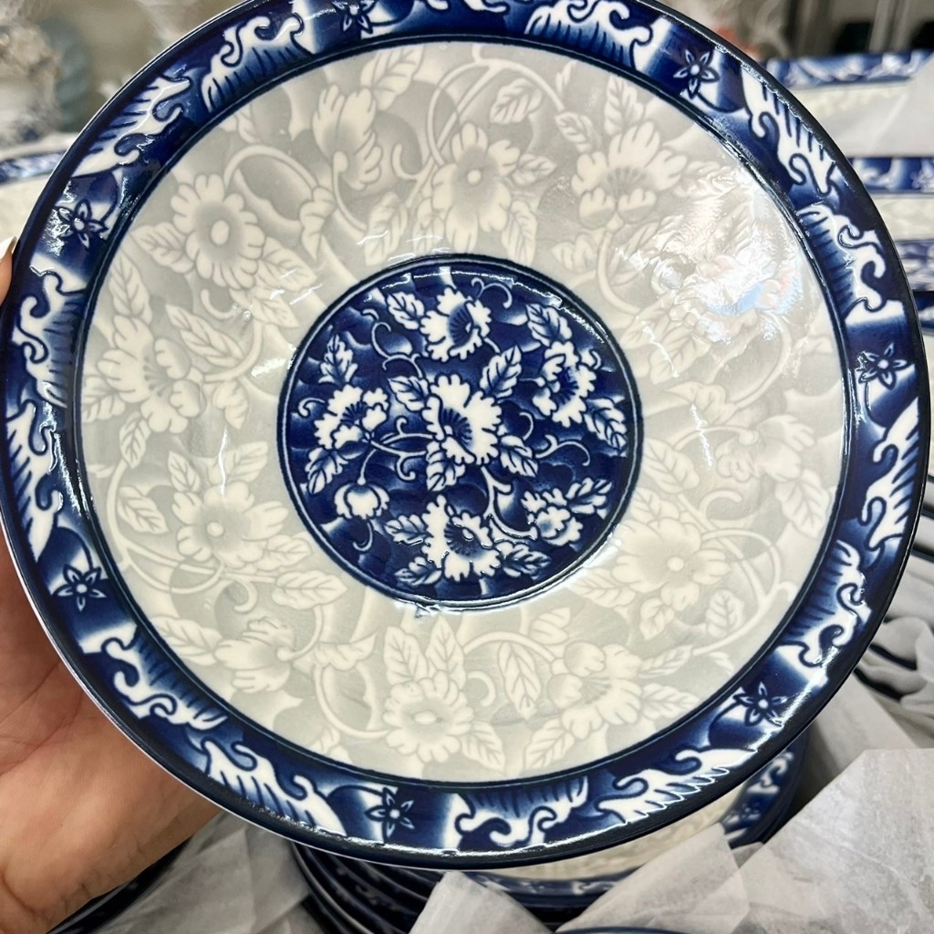 ถ้วยชาม ถ้วยลายคราม ชามลายไทย ขนาด 7 นิ้ว จานชามราคาถูกๆ ถ้วยสวยๆ เข้าไมโครเวฟได้ - รูปที่ 2