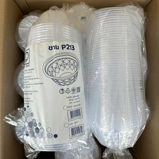 (ขายยกลัง) ชามพลาสติก ถ้วยพลาสติก ฝาปิดชาม รุ่น P213 เนื้อpp ถ้วยกลม ชาม45 เข้าไมโครเวฟได้