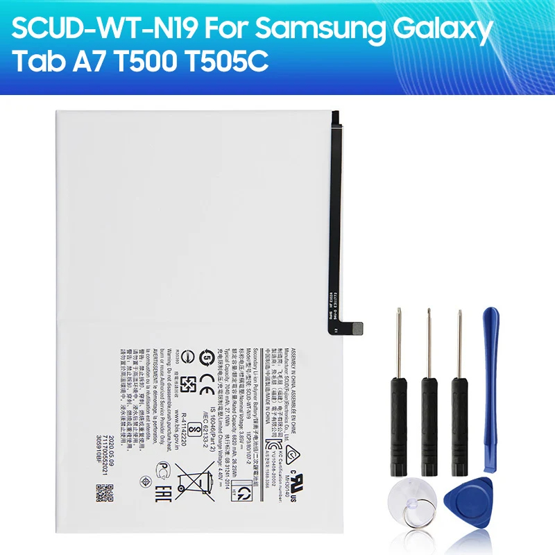 แบตเตอรี่แท้ แท็บเล็ตSCUD-WT-N19สำหรับ Samsung Galaxy Tab A7 T500 T505C ความจุแบตเตอรี่ 6820mAh+ชุดไขควงถอดฟรี ส่งตรงในไ