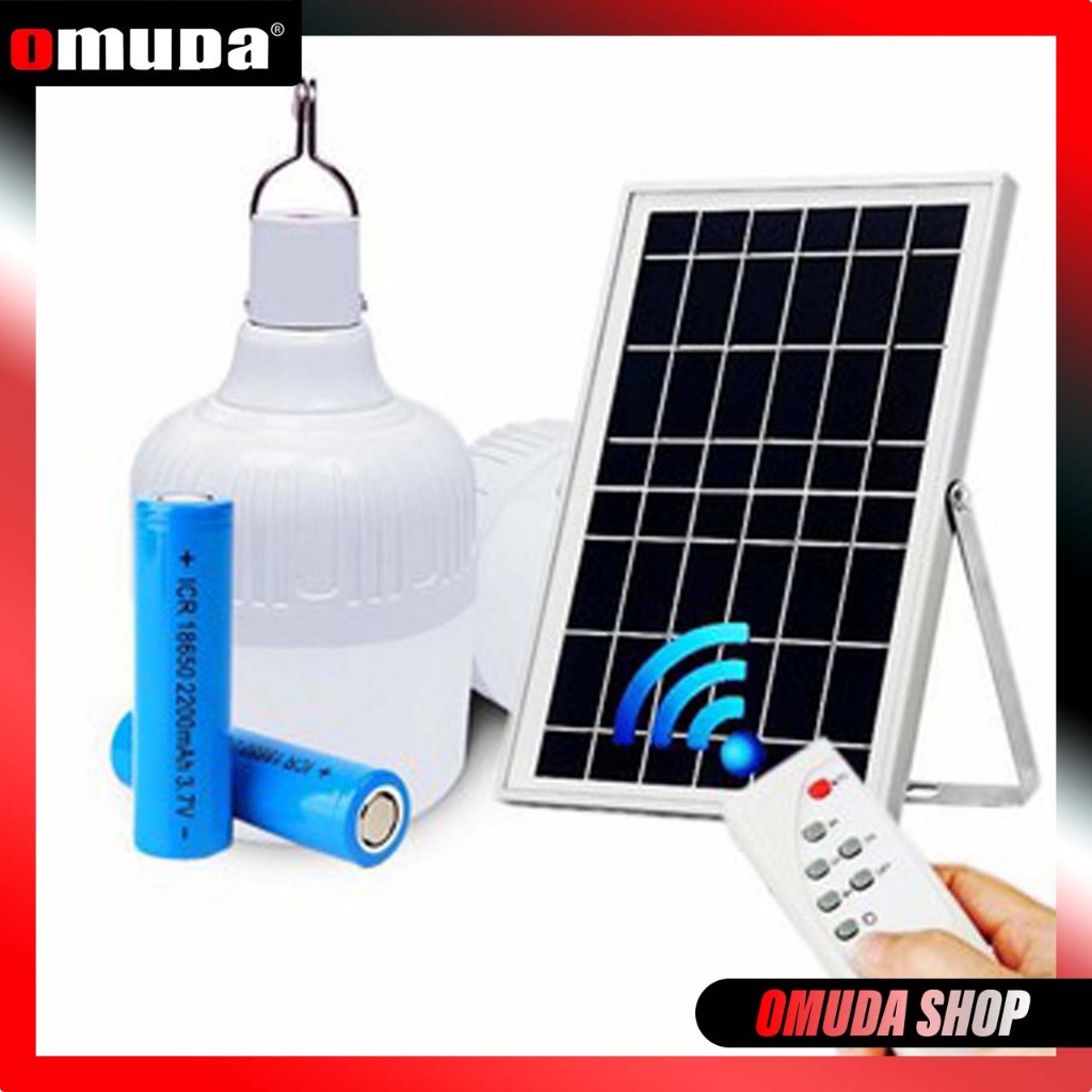 OMUDA_SHOP ไฟ Solar cell แผงโซล่าเซลล์และหลอดไฟ Led ขนาด 50W และ 60W หลอดไฟมีแบตเตอรี่ในตัว แยกใช้เฉ