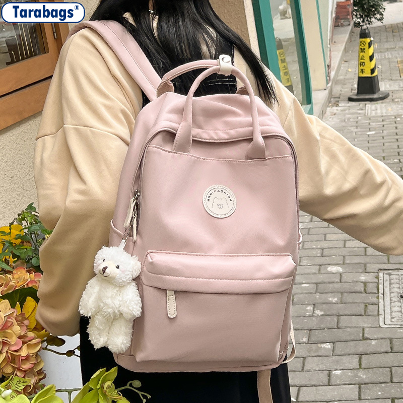 Tarabags กระเป๋าเป้ สะพายหลัง น่ารักกระเป๋านักเรียนแฟชั่นเกาหลี ความจุสูง กันน้ำ 5 สี ของแถมตุ๊กตาหมีน่ารัก ๆ 55L Max