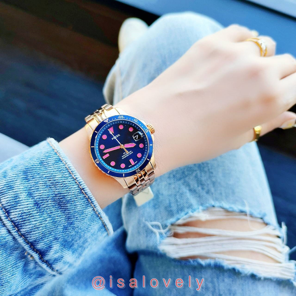 📌Isa Lovely Shop📌  FOSSIL Women's Three-Hand Date Rose Gold-Tone Stainless Steel Watch ES4767