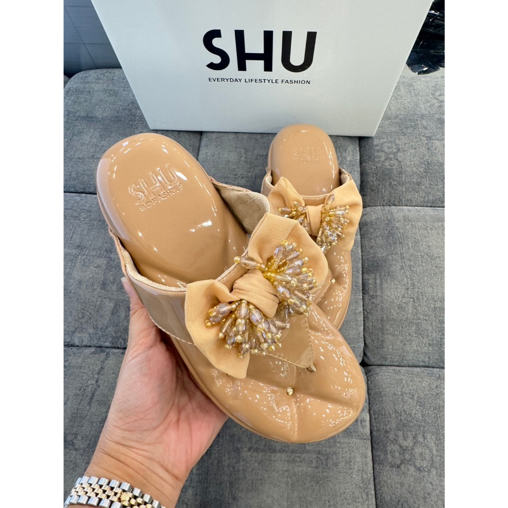SHU SOFASHOES 2.5“(0203) สีเงา 7 สีทรงหน้าโบว์ รองแตะผู้หญิง