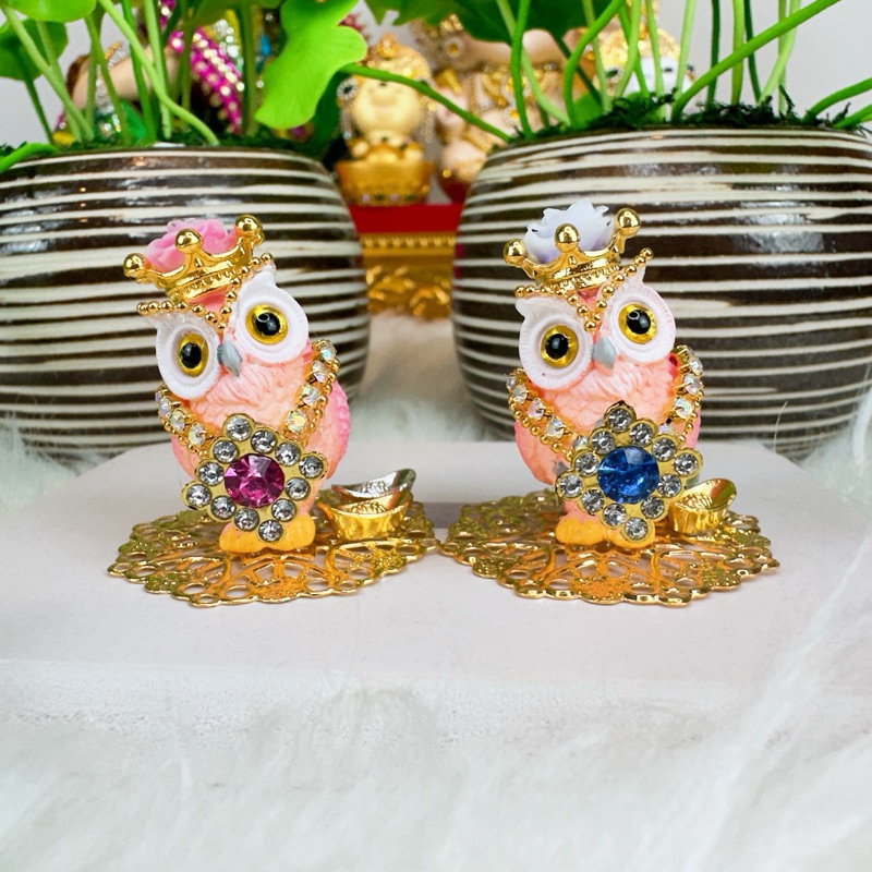 นกฮูกพระแม่ลักษมี รุ่นจิ๋วแต่แจ๋ว สีฟ้าชมพู🩷🩵 - รูปที่ 3