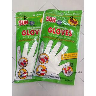ถุงมือพลาสติก​ซันไบรท์ ถุงมือเอนกประสงค์ 12คู่ 24 ชิ้น *พร้อมส่งถูกและดี👍🏻