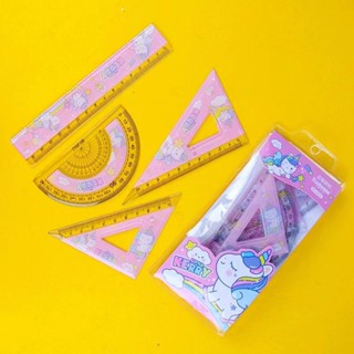 ชุดไม้บรรทัด ทรงสามเหลี่ยม ลายการ์ตูน ขนาด 15 ซม.  เครื่องเข…