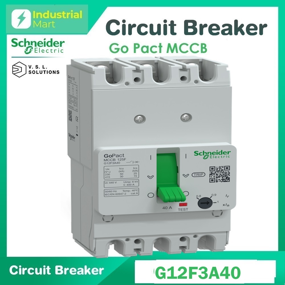 Schneider G12F3A40 เซอร์กิตเบรกเกอร์ GoPact MCCB ชนิด 3 โพล 40A 30kA at 415VAC ขนาดเฟรม 125A