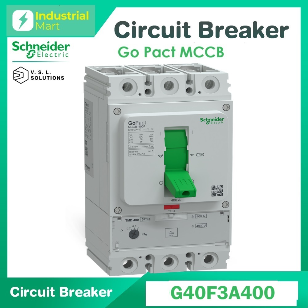 Schneider Circuit breaker GoPact MCCB G40F3A AF400, 3 poles, 36kA at 415VAC, (250A - 400A) rating, T