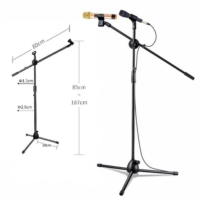 ST-25 ขาตั้งไมค์ ตั้งพื้น ฐานแฉกพร้อมแขนบูมและคอจับไมค์