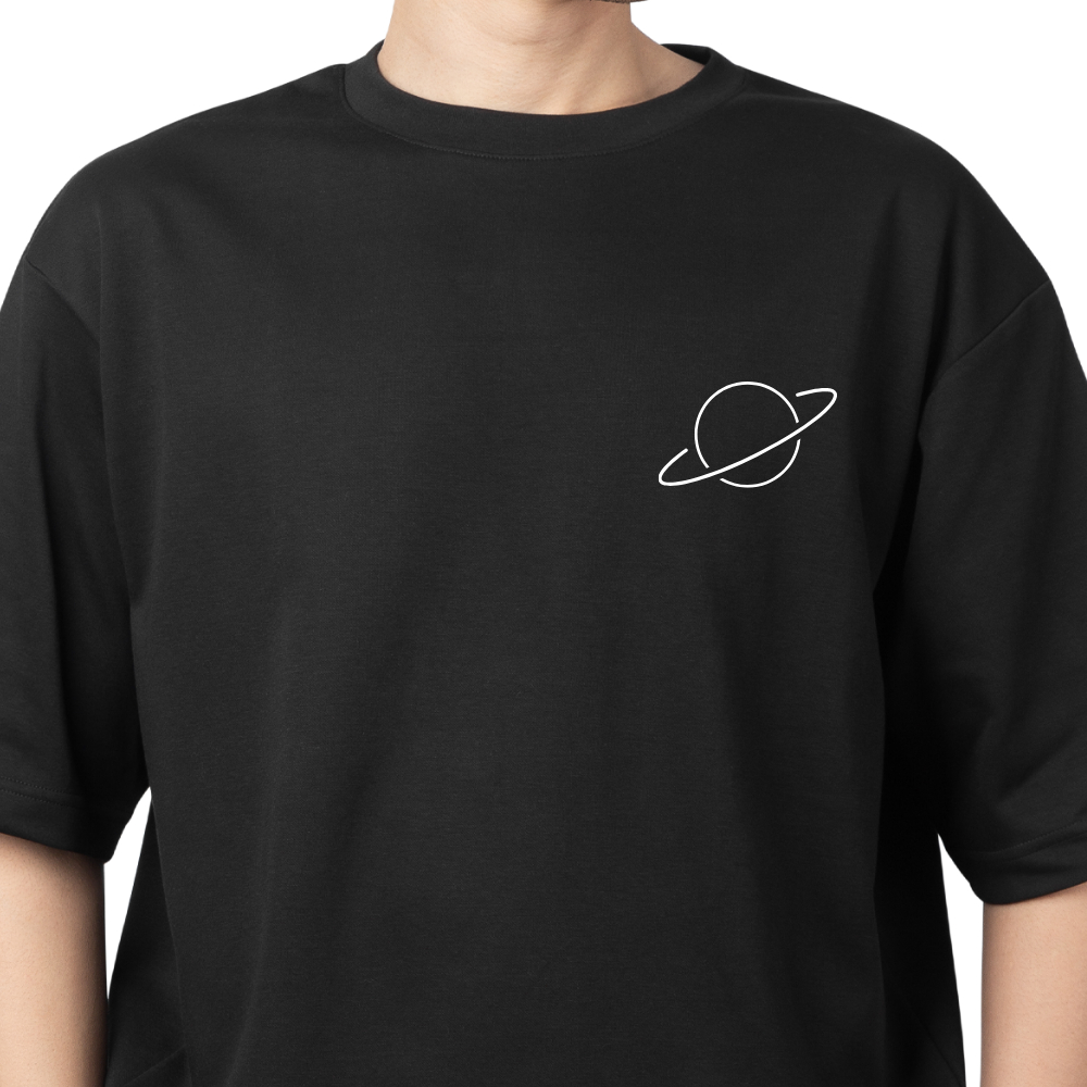 เสื้อยืดสกรีนดาวเสาร์ เสื้อยืดลายมินิมอล สีขาว สีดำ  ไซส์  S-3XL