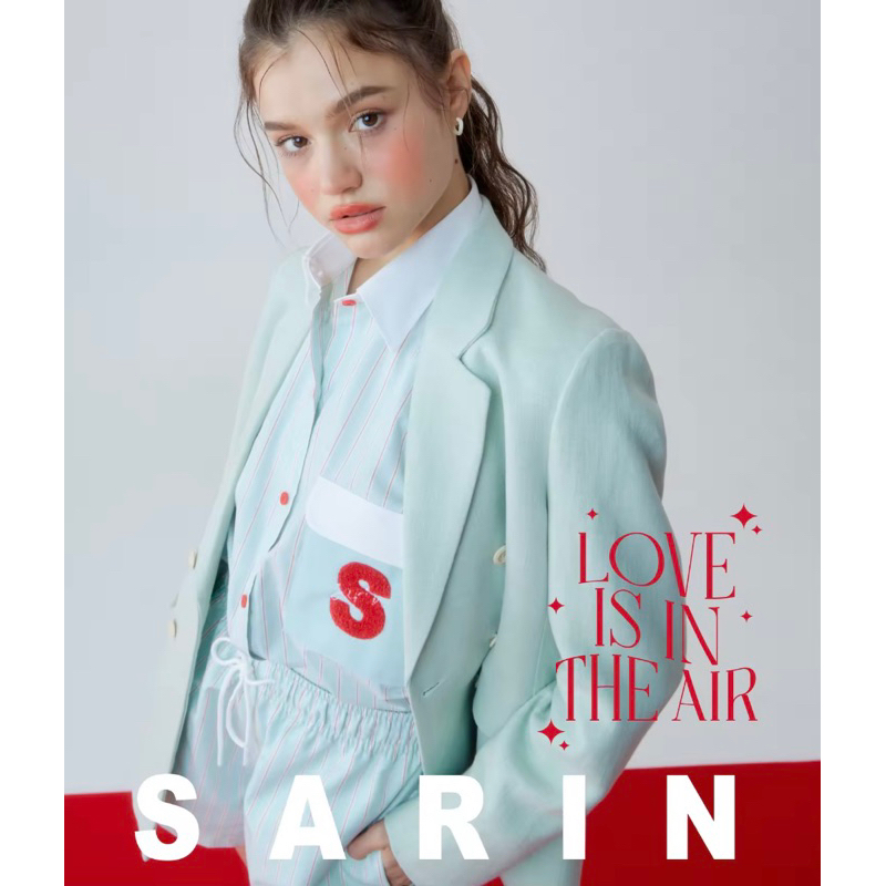Sarin PuiPui Pinstripe shirt #sarinofficial รุ่น Puipui สี Spearmint joy