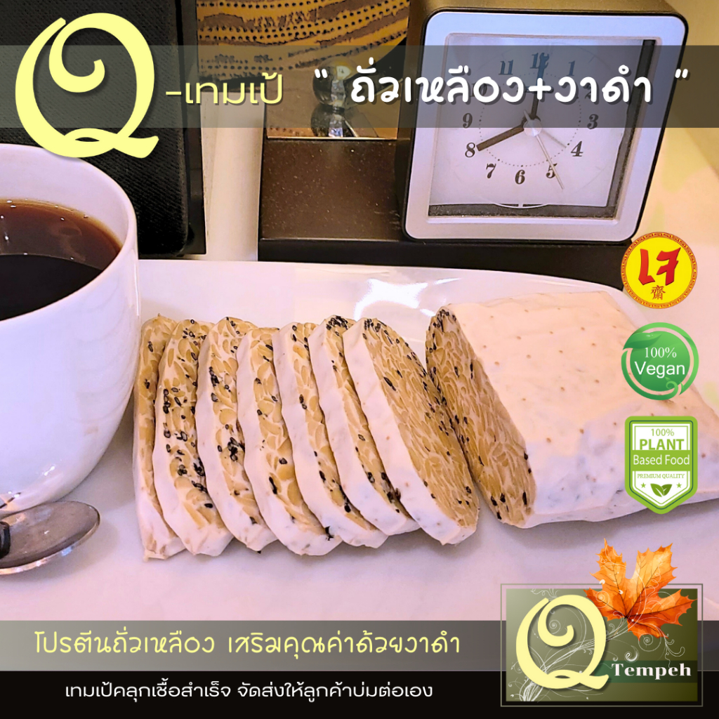 เทมเป้ถั่วเหลืองผสมงาดำ (200g-1kg) โปรตีนพืช บ่มง่าย สดใหม่ และเสริมคุณค่าด้วยคุณประโยชน์ดีๆจากงาดำ