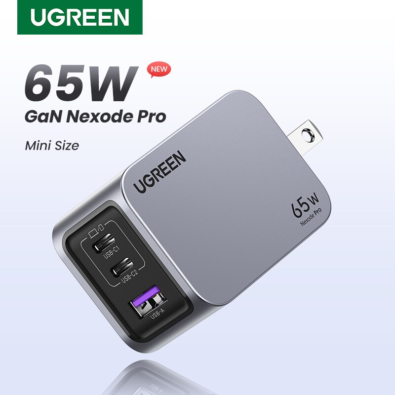 UGREEN Nexode Pro 65W GaN USB-C*2 USB-A*1 หัวชาร์จ Super Fast Charging ขนาดเล็ก ขาพับเก็บได้ รุ่น 25