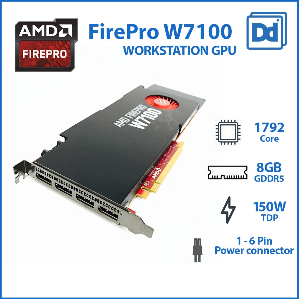 การ์ดจอทำงาน AMD Firepro W7100 8GB Used Workstation graphic card CAD Solidworks NX
