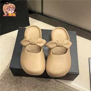 Anna shop รองเท้าแตะสวม แต่งโบว์น่ารัก สไตล์สีมินิมอล รองเท้าแตะ EVA สวมใส่สบาย เข้ากับทุกการแต่งกาย T284