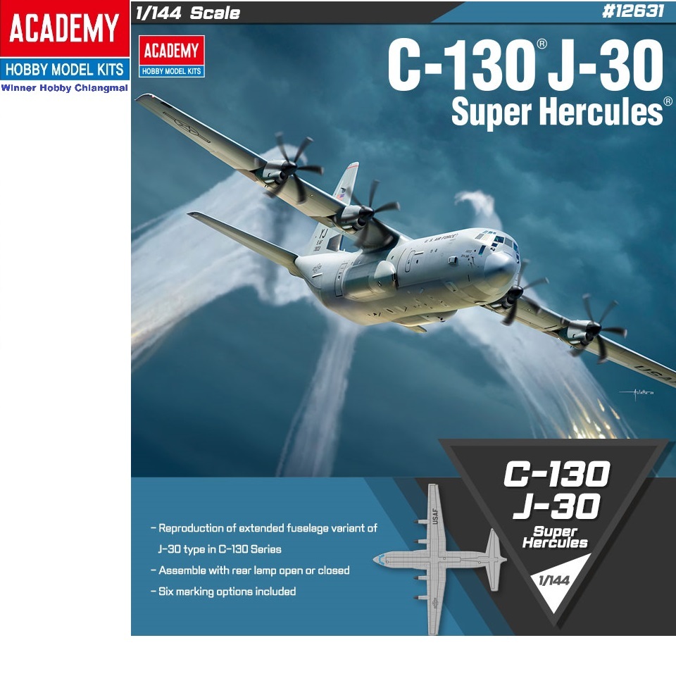 โมเดลเครื่องบิน Academy 12631 Lockheed C-130 J-30 Super Hercules scale 1/144