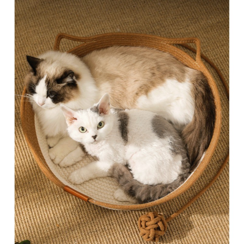 PEKO PET&CAT [ที่นอน035] ที่นอนตะกร้าสาน วัสดุธรรมชาติ ที่นอนแมวและสุนัข ที่นอนสัตว์เลี้ยง มีไซส์