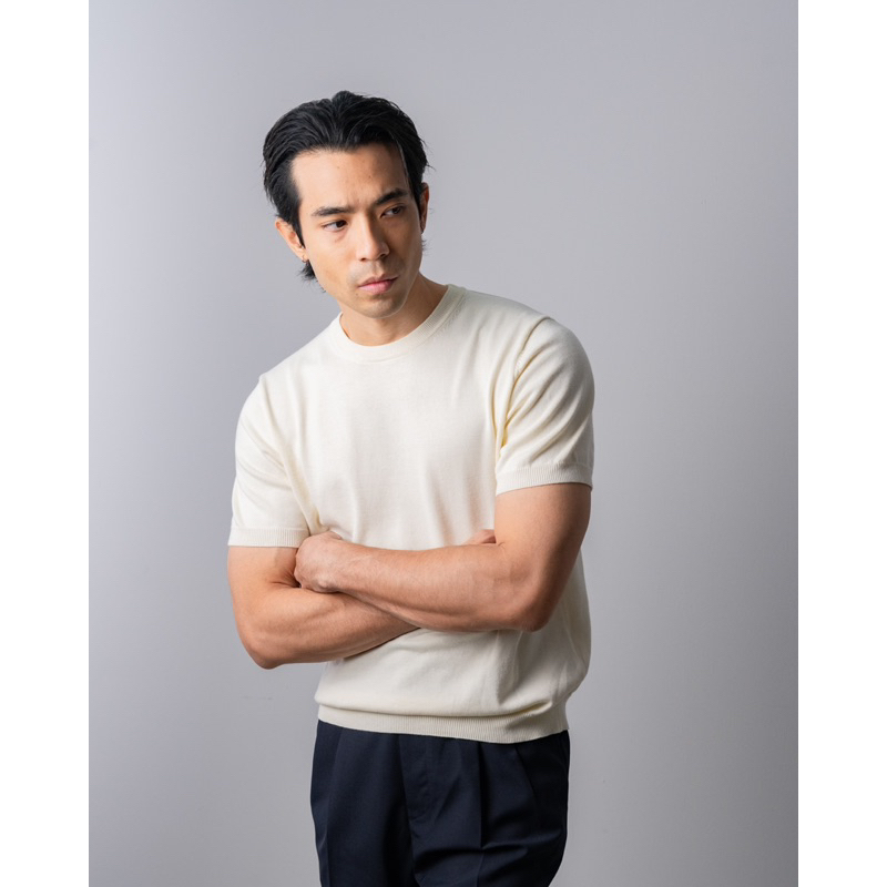 MadetoMature Knitted Crew Neck Tee - Ivory เสื้อยืดคอกลมผ้าถัก สีขาว
