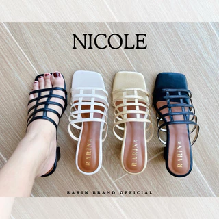 Rarin รุ่น [ Nicole ] 36 - 41 รองเท้าส้นสูง 2.5 นิ้ว หนังนิ่ม ไม่บาดเท้า ***เท้าไม่เรียวเพิ่มไซส์***