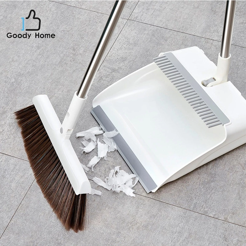 Goody Homeชุดไม้กวาดพร้อมที่ตักผงขยะ ที่ตักผงขยะมีซี่แปรงในตัว จำหน่ายแยกตามการจัดเก็บเข้าชุด แบบมีกดล็อกกับแบบแม่เหล็ก