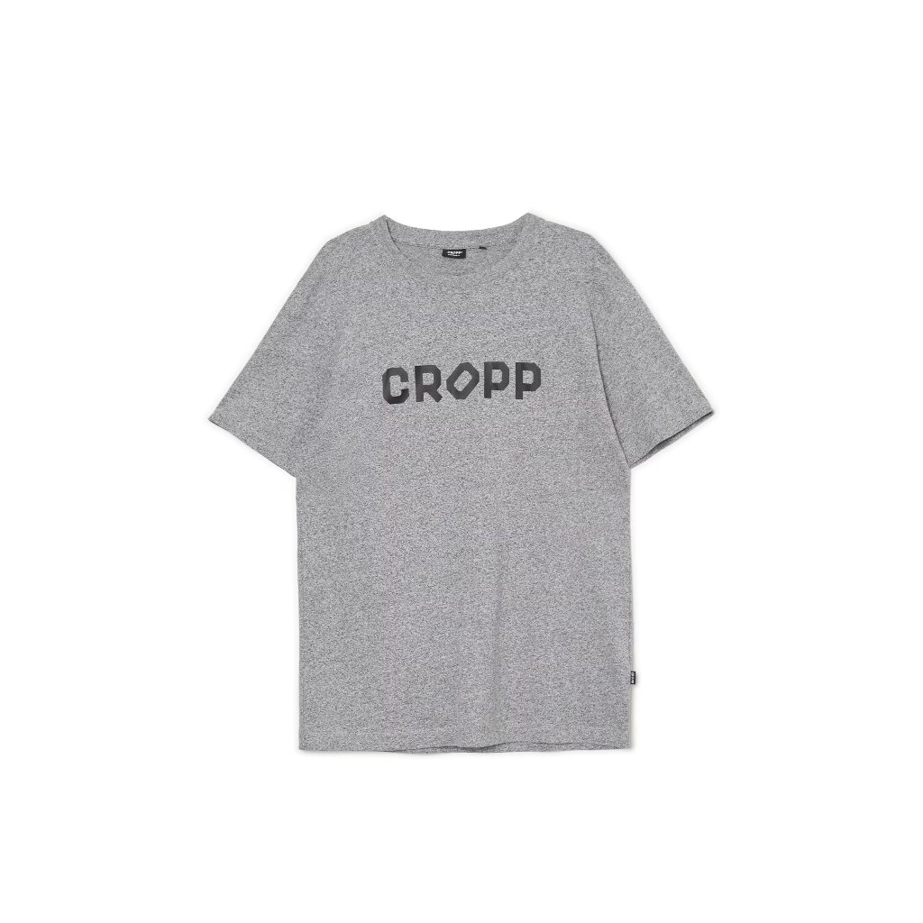 Cropp เสื้อยืดแขนสั้นสีเทาทรง Regular สกรีนโลโก้ CROPP