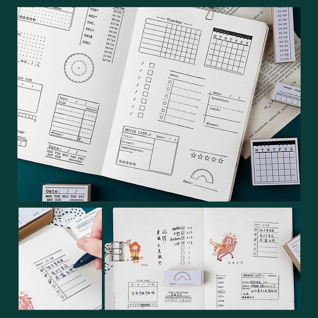 ตัวปั๊ม แต่งแพลนเนอร์ Beautiful Day ⭐️ Wooden Stamp Set - DIY Planner BuJo Bullet Journal Plan ตรายาง สแตมป์ mimisplan รูปที่ 7