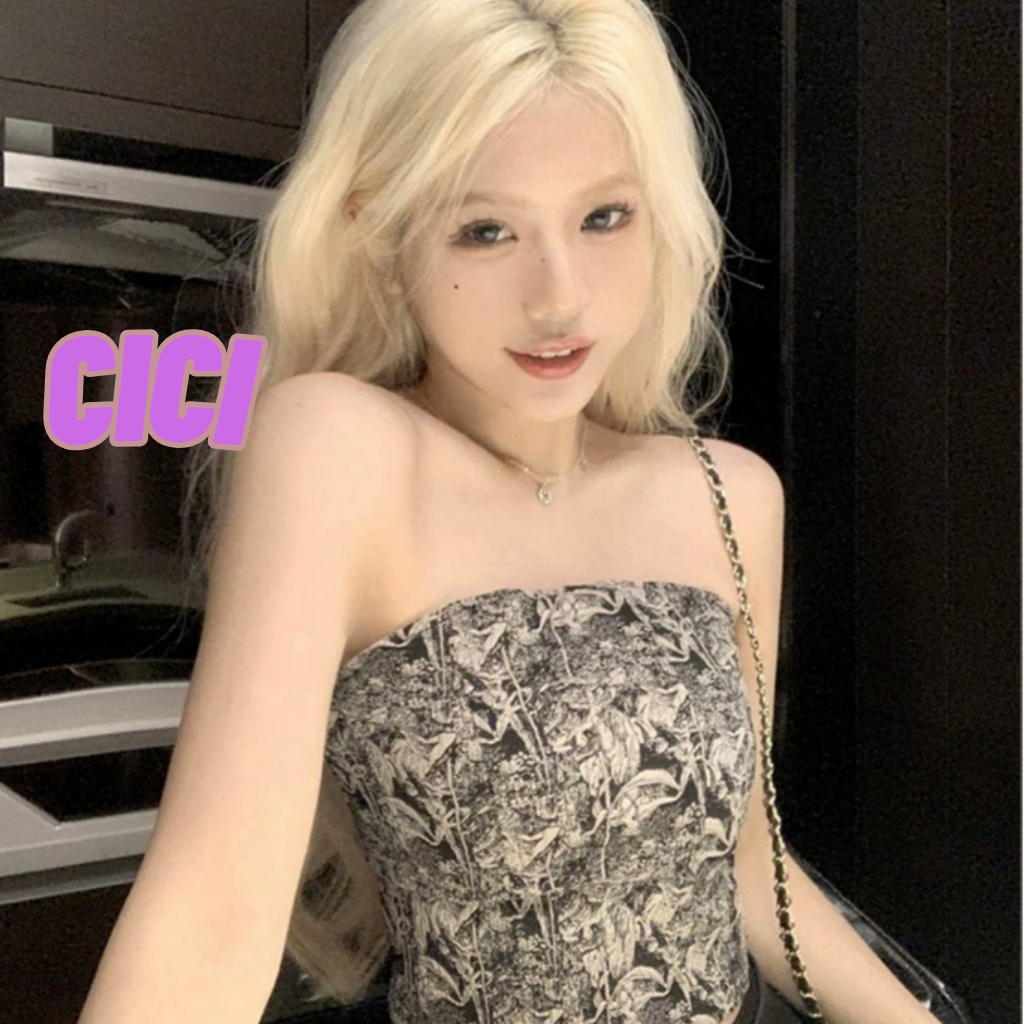 ส่งทันที Cici(SALE. XS8233)Strapless Top เสื้อเกาะอกดีเทลเชือกผูกหลังเก๋ๆ เหมาะสาวไซส์เล็กมินิ