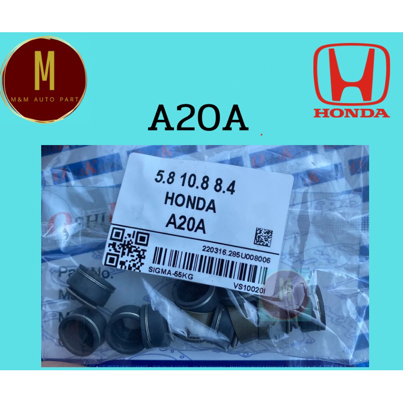ซีลหมวกวาล์ว HONDA A20A(ชุดละ12ตัว)(5.8x10.8x8.4 ไอดี 8ตัว)(6x11.9x12.5 ไอเสีย 4ตัว) ACCORD 86-89 2.0 12Vยี่ห้อ oshikawa
