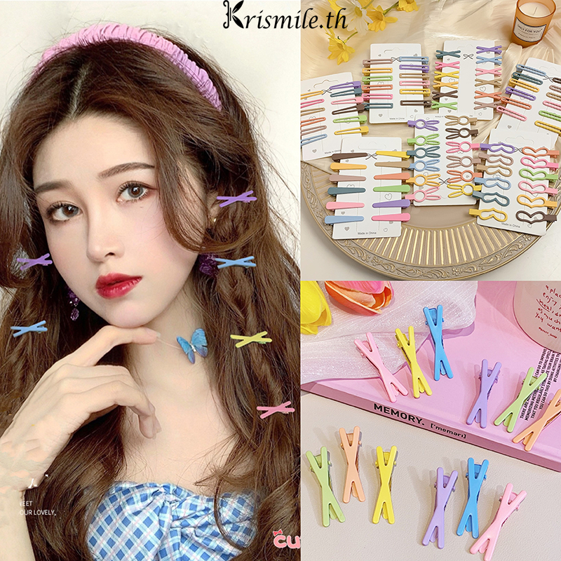 COD-ในไทย💖กิ๊บหนีบผม ins หญิงสาวหัวใจเหล็กส้อมคลิปผมนักเรียนคลิปสี BB คลิปหนีบผมน่ารัก-Kri