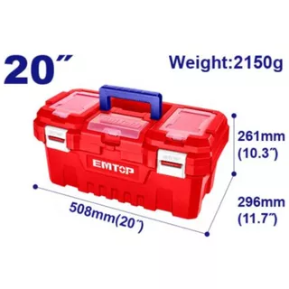 EMTOP กล่องเครื่องมือ PVC 14 นิ้ว / 17 นิ้ว / 20 นิ้ว แบบตัวล็อคพลาส / ตัวล็อคเหล็ก