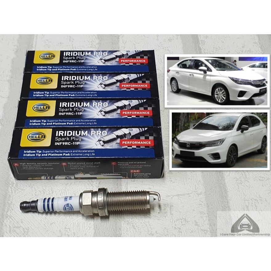 หัวเทียน อิริเดียม Honda City Gen 7 GN จำนวน 3 หัว / 4 หัว  ระยะการใช้งาน 100,000 กม : Hella INF9RC-