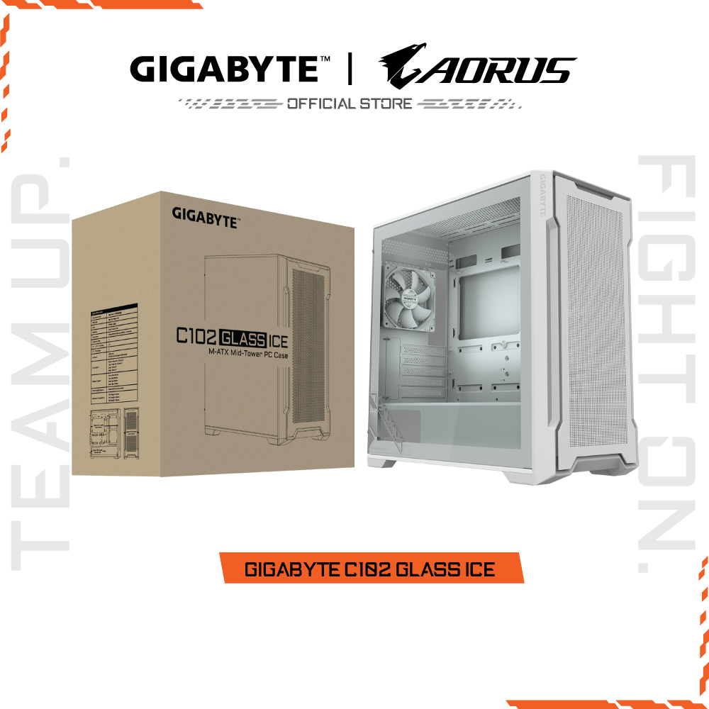 GIGABYTE CASE (เคสเกมมิ่ง) C102 GLASS ICE | mATX | 1 Year Warranty (C102GI)