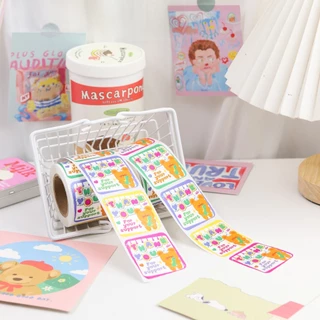 สติ๊กเกอร์ขอบคุณ สติ๊กเกอร์แปะกล่องแบบม้วน 250 ดวงต่อม้วน Collection5-9 (ล่าสุด) เคลือบ UV เนื้อเงา กันน้ำ 100%