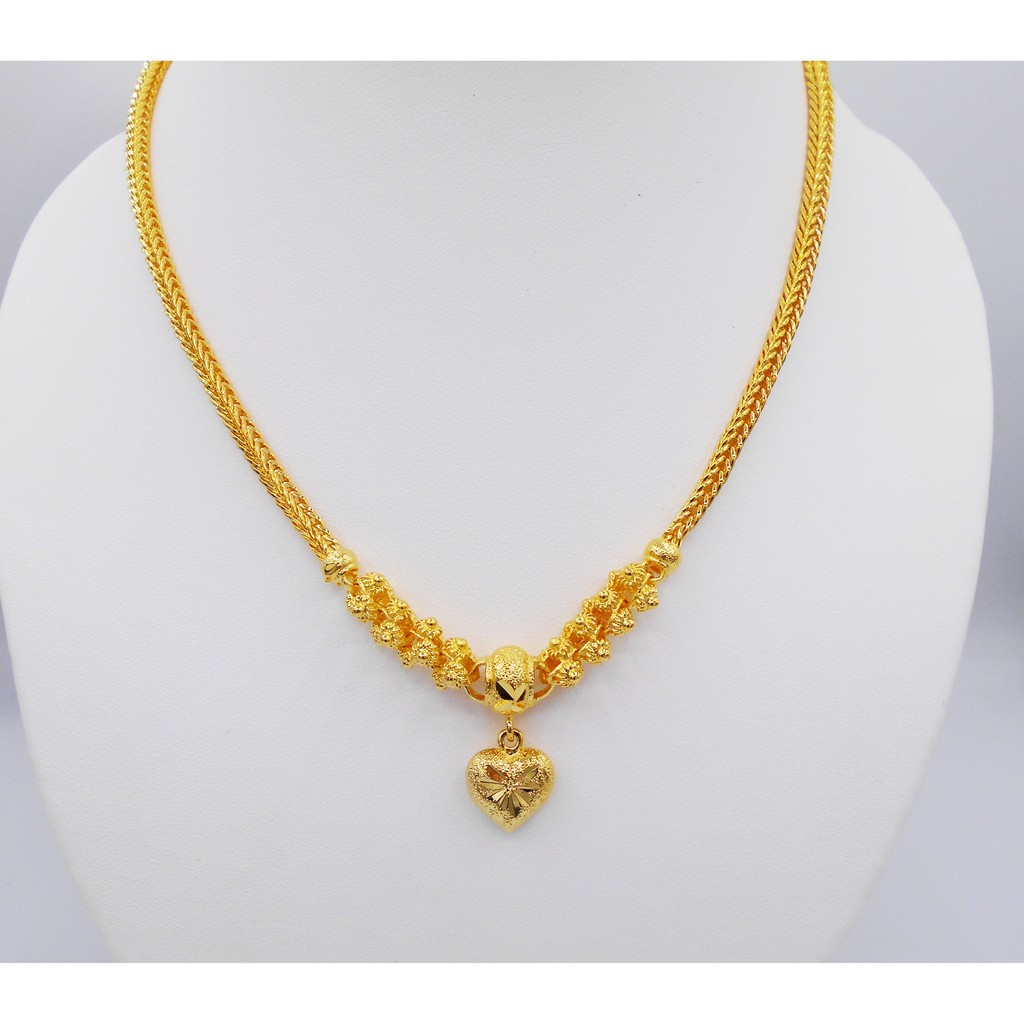 Thai Jewelry สร้อยคอ พิกุล ห้อย จี้หัวใจ สร้อยสังวาลย์ โคลนนิ่ง งานชุบทองไมครอน ชุบด้วยเศษทองคำแท้ 96.5 % น้ำหนัก 2 บาท