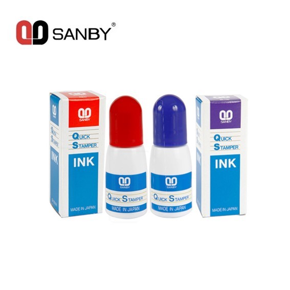 หมึกเติม ตรายางซันบี้ 10 cc.สีน้ำเงิน,สีแดง ( ราคาต่อ 1 ขวด ) เลือกสีด้านใน