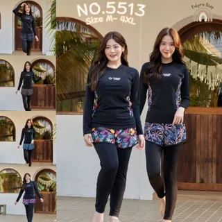 Summer Story ชุดว่ายน้ำผู้หญิง เสื้อแขนยาว กางเกงขาสั้นกับขายาวติดกัน ชุดว่ายน้ำอิสลาม 5513 สินค้าพร้อมส่ง