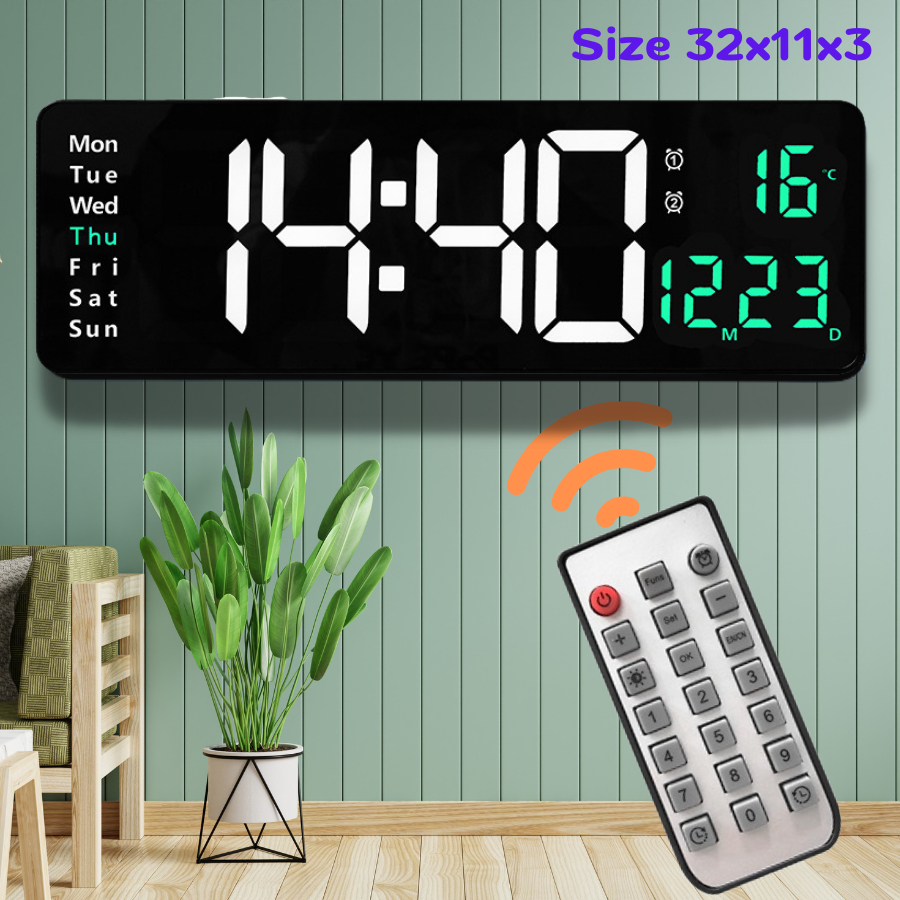 นาฬิกาจับเวลา 32/36/46CM แขวนผนัง/ตั้งโต๊ะ ดิจิทัล LED อิเล็กทรอนิกส์ ขนาดใหญ่ พร้อมรีโมตคอนโทรล สําหรับตกแต่งบ้าน