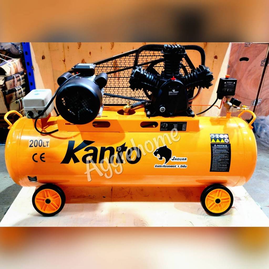 KANTO ปั๊มลมสายพาน รุ่น KT-JAGUAR-200BT (สีส้ม) ขนาด 200ลิตร / 4HP / 8บาร์ / 220V./ 3ลูกสูบ /ปริมานลม360L/M สูบลม