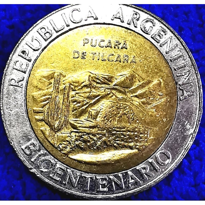 เหรียญ​อาร์เจน​ติ​น่า​ Argentina, 1​ Peso, (ที่ระลึก100ปีปฏิวัติ), #4253,  ใช้แล้ว