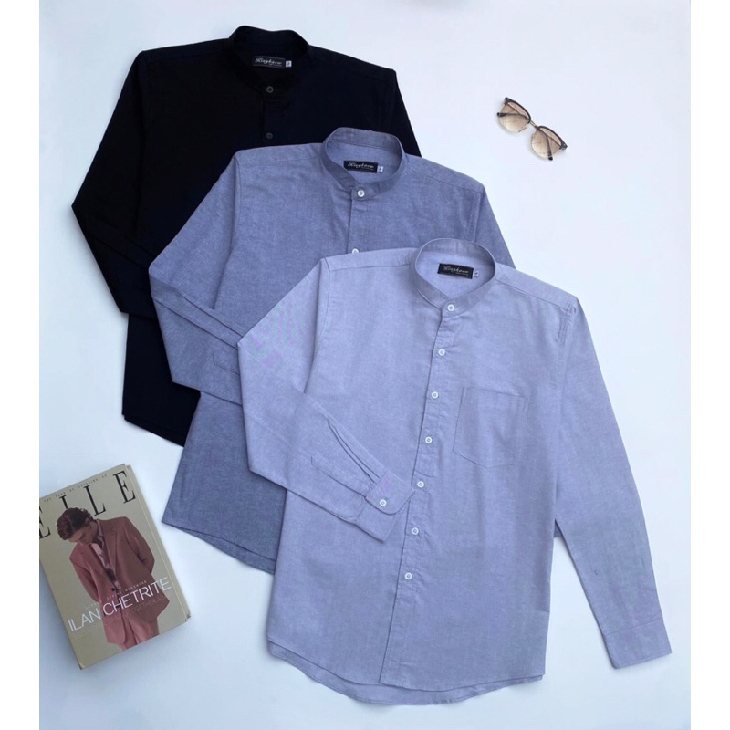 เสื้อเชิ้ตคอจีนแขนยาวผ้าOxfords #เสื้อเชิ้ตแขนยาว #เสื้อคอจีนแขนยาว