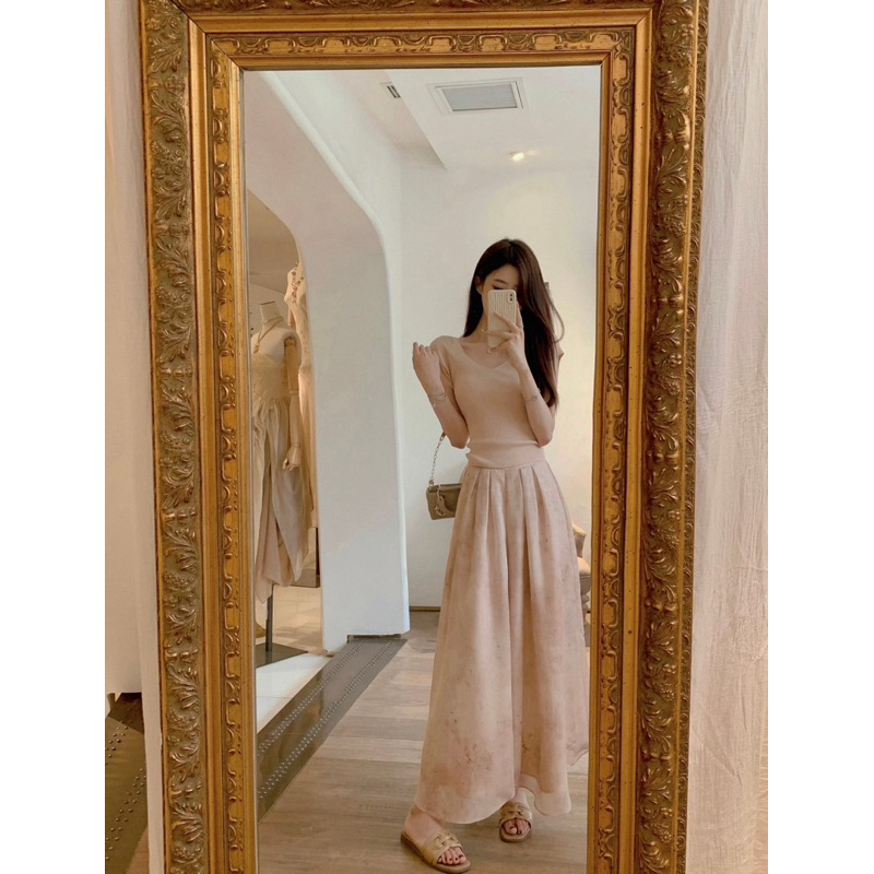 kloset A - เสื้อคอวีแขนสั้นผ้าร่องเนื้อนิ่ม