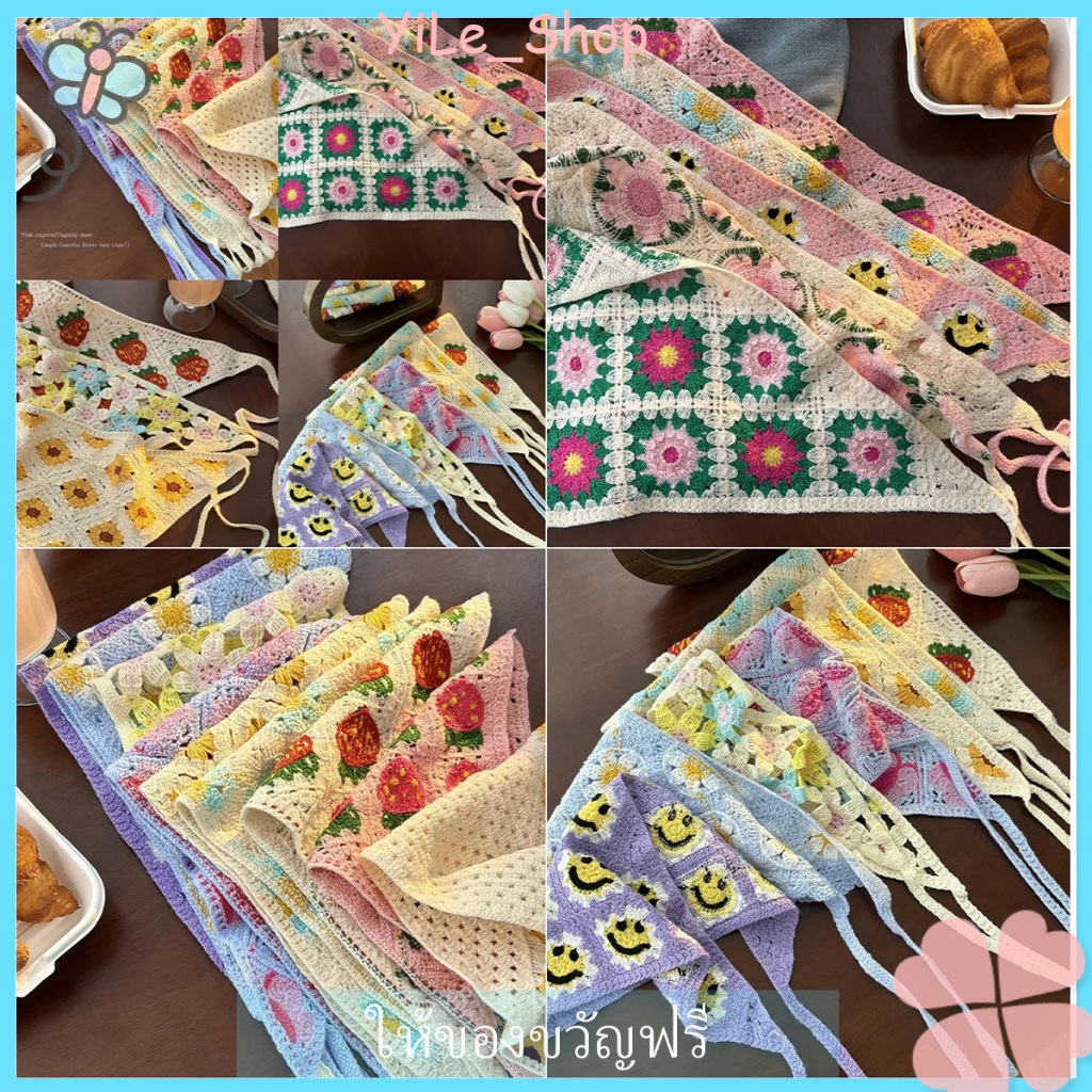 [จัดส่งจากไทย] ผ้าโพกศีรษะทรงสามเหลี่ยม สไตล์เกาหลี ฤดูร้อน เหมาะสำหรับใส่เที่ยวและถ่ายรูปทะเล