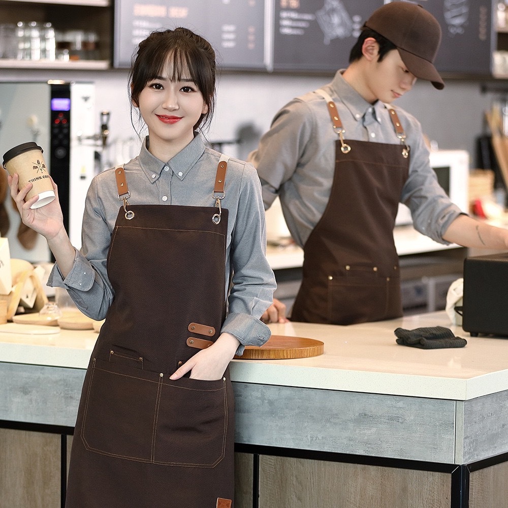 กันเปื้อน ผ้ากันเปื้อนกันน้ำ  Apron ผ้ากันเปื้อนฟรีไซค์ คนอ้วนใส่ได้ ผ้าแคนวาสใส่ทน ผ้านิ่มกันน้ำ งานคุณภาพ ส่งของทุกวัน